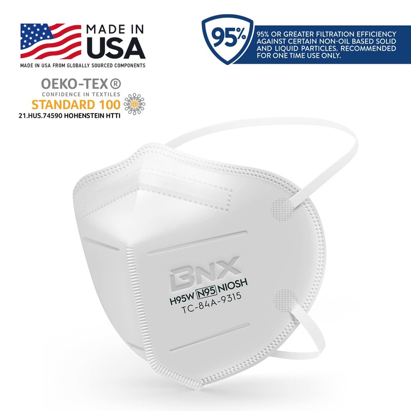BNX N95 Mask NIOSH Certified MADE IN USA Particulate Respirator