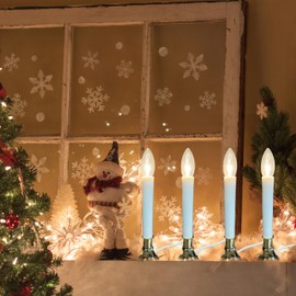 LAMPHOME 4Pcs Electric Window Candle with Pewter Plated Base Window Candle Light Sensor Turns with Automatic On/Off for Home Christmas Holiday Party Decorations