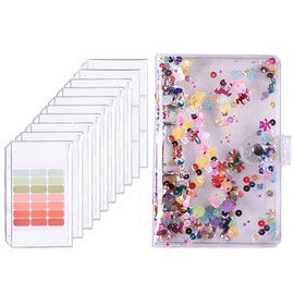 A6 Budget Binder Budget Planner with Clear Sequin Cover 8 Zipper Pockets Card Pouch Double Pocket Labels Colorful Shell