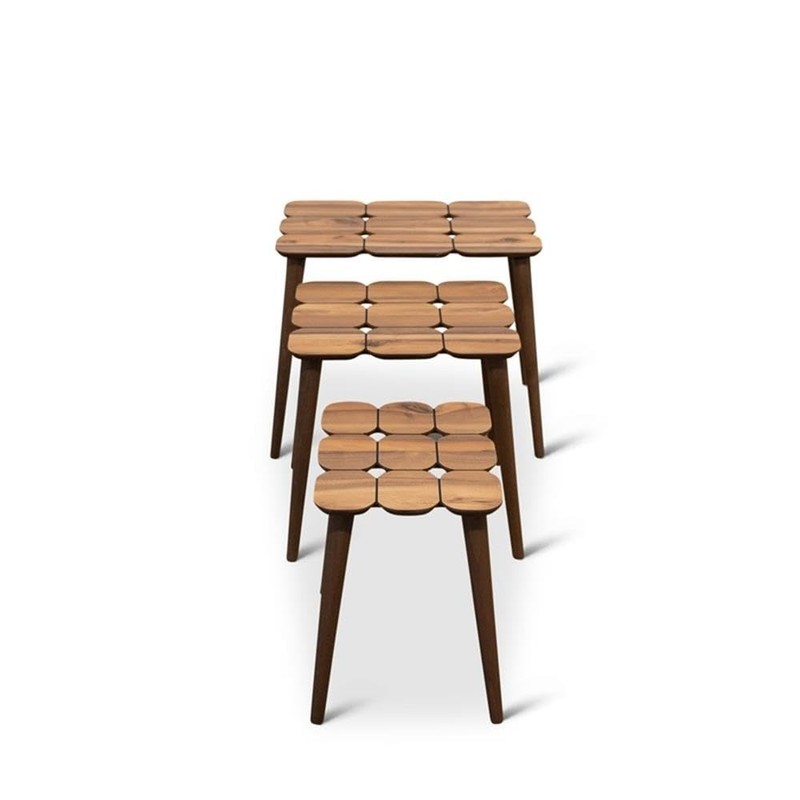 ASHCROFT Page Mid-Century Modern Wood Nesting Tables in Walnut (Set