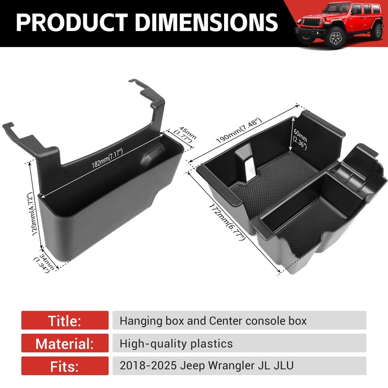 Utiiy Center Console Hanging Organizer for 2018-2025 Jeep Wrangler JL