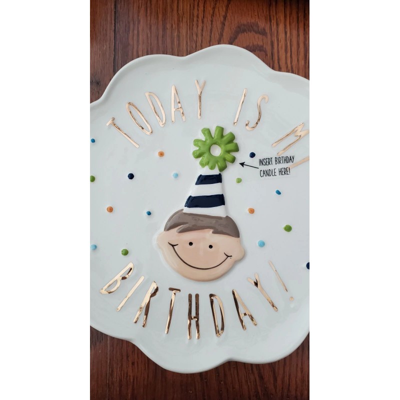 Mudpie Today is my Birthday Boy Ceramic Plate by Mudpie