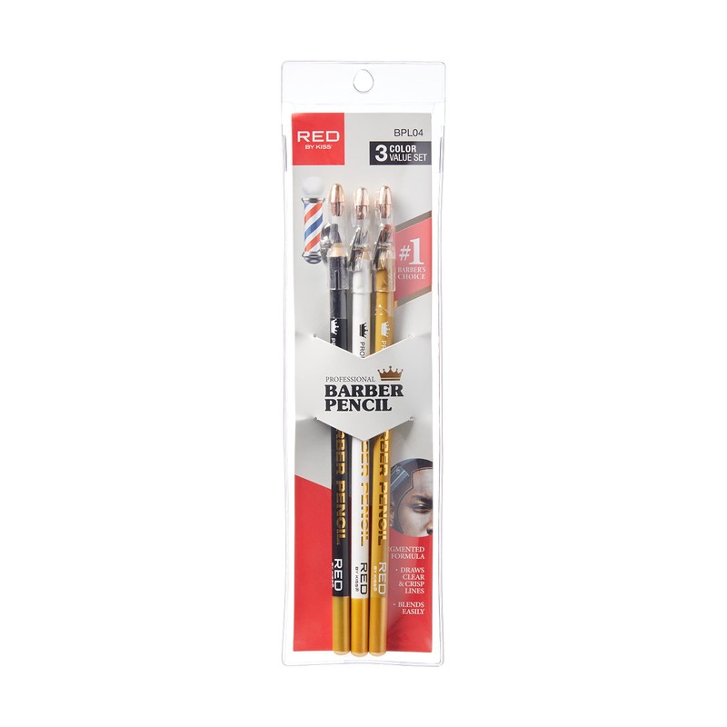 Red by Kiss 3PCS Barber Pencil with Built-in Sharpener -