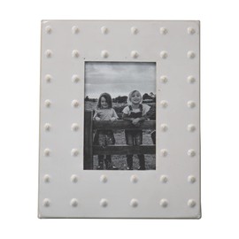 Foreside Home and Garden Cream Bubble Pattern 4x6 Inch Enamel Metal Decorative Picture Frame - Foreside Home & Garden