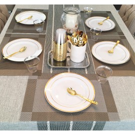 JL Prime - Juego de 50 cucharas de plástico doradas, reutilizable, cucharas de plástico reciclables, cucharas de plástico doradas, ideales para bodas, aniversarios, ensayos, eventos de ducha