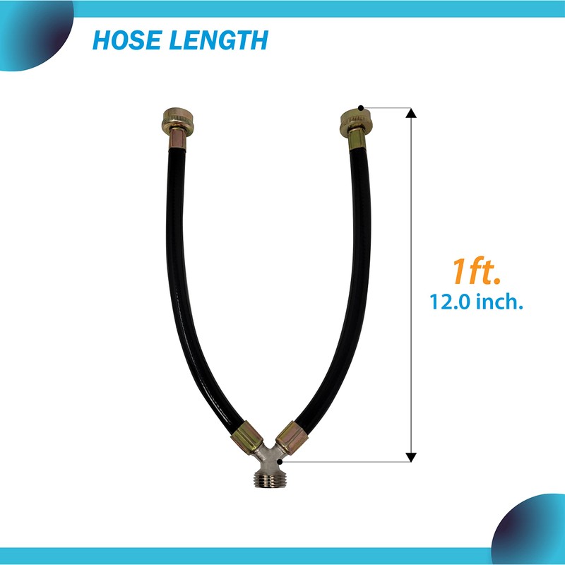 “Y” Mixer Hose, Mix Hot and Cold Water-Washer Braided Rubber