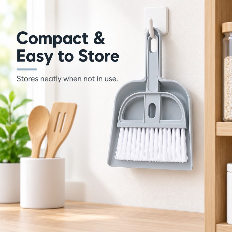 Mini Desktop Dustpan & Brush Set – Compact Plastic Cleaning