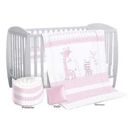 BabyBaby Set Edredón Para Cuna Cama Corral Safari Rosa