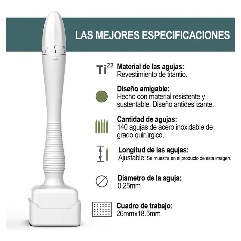 Microagujas Ajustable Para Facial Belleza Regenera Colágeno