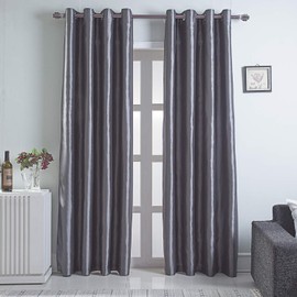 GYROHOME Faux Silk Blackout Curtains, Fully Lined Solid Color Window Treatment Drapes for Bedroom and Living Room Thermal Insulated Grommet Top Room Darkening Drapes, (Gray, 52x96, 2 Panels)