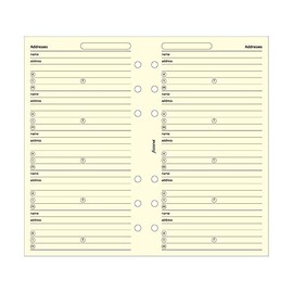 FILOFAX Name/Address/Telephone Refill for Personal & Personal Compact Size, 24 Sheets, Cream (B130253)