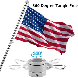 ZOMCHAIN Aluminum Flag Pole Rings, Rotating Flagpole Flag Clips 360 Degree, No Tangle Flagpole Rings with Carabiner for 1 inch Diameter Flagpole