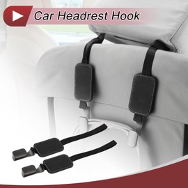 HEROFFIX 2 Pcs for Purses and Bags Handbag Grocery Bag Car Seat Headrest Hook Sturdy Car Seat Back Organizer Hooks Black Faux Leather 2.95"x1.81"