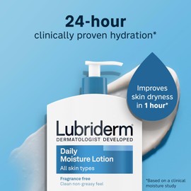 Lubriderm Daily Moisture Hydrating Unscented Body Lotion with Vitamin B5 for Normal to Dry Skin, Non-Greasy and Fragrance-Free Lotion. 24 fl. oz