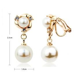Acefeel Clip On Earring For Women White Pearl Non Pierced Clip Earrings