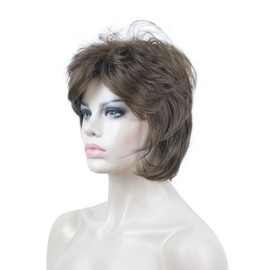 Lydell Short Length Layered Shaggy Full Hair Synthetic Women Cosplay Wigs Medium Golden Brown