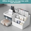 White Makeup Organizer with Drawer - Office Desktop Storage Box,