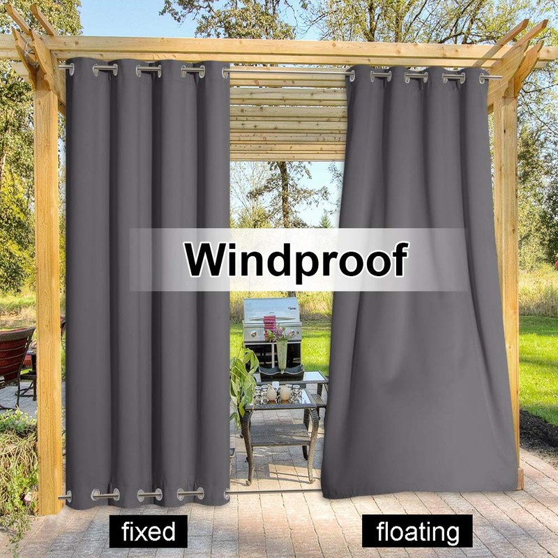 NICETOWN Outdoor Curtain for Patio Waterproof Extra Wide 100", Blackout