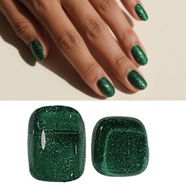 Wimocasy Glitter Gel Nail Polish 7ml Sparkle Jelly Gel Polish Girls Women Soak Off UV Nail Polish for Home Salon DIY Nail Art, Green