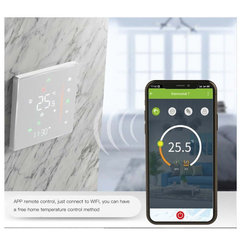 Boiler Heating Thermostat PC ABS 5A Wall Mounted WIFI Programmable
