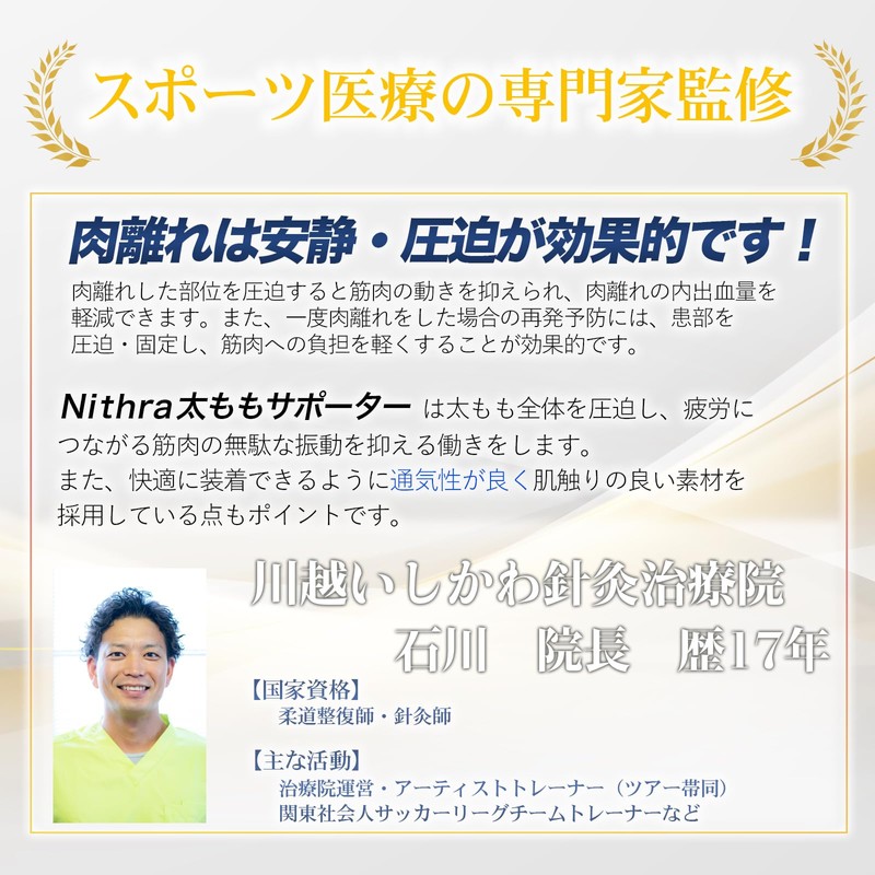 Nithra NI12-01 Thigh Supporter, Mesh, Breathable, Compression, Compression Taping Belt,