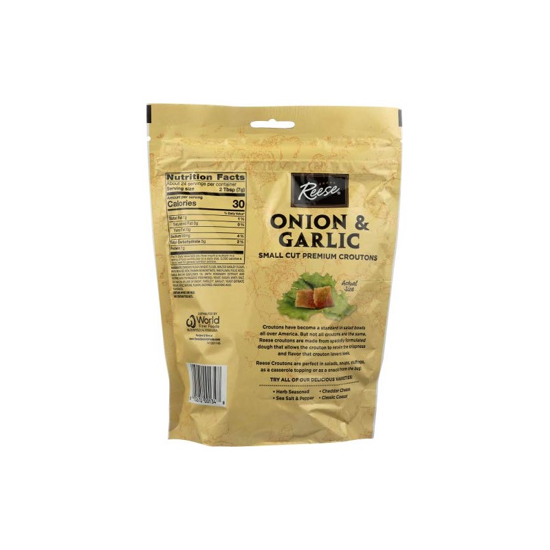Reese Onion and Garlic Croutons, 6-Ounces (Pack of 12)