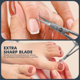 FABINOC Cuticle Scissors Extra Fine Curved – German Quality Stainless Steel – Manicure Scissors for women – Beauty Scissors for Eyelash, Eyebrows and Dry Skin