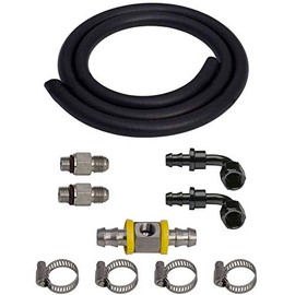 GlowShift Fuel Pressure Big Line Kit Compatible with Dodge Ram 2500 3500 12-Valve P-Pump Cummins 1994-1998 - Upgrades Fuel Line Size - Includes Rubber Hose, T-Fitting Adapter & Fittings