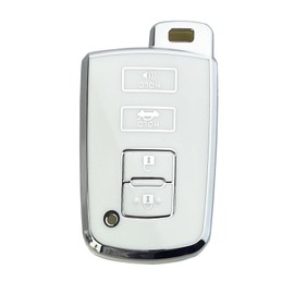 Yuebutor Key Fob Cover Case Compatible with Toyota Highlander Camry RAV4 Corolla Avalon Tocoma Tundra 4Runner Sequoia Accessories Shell Protector (White-Single Set)