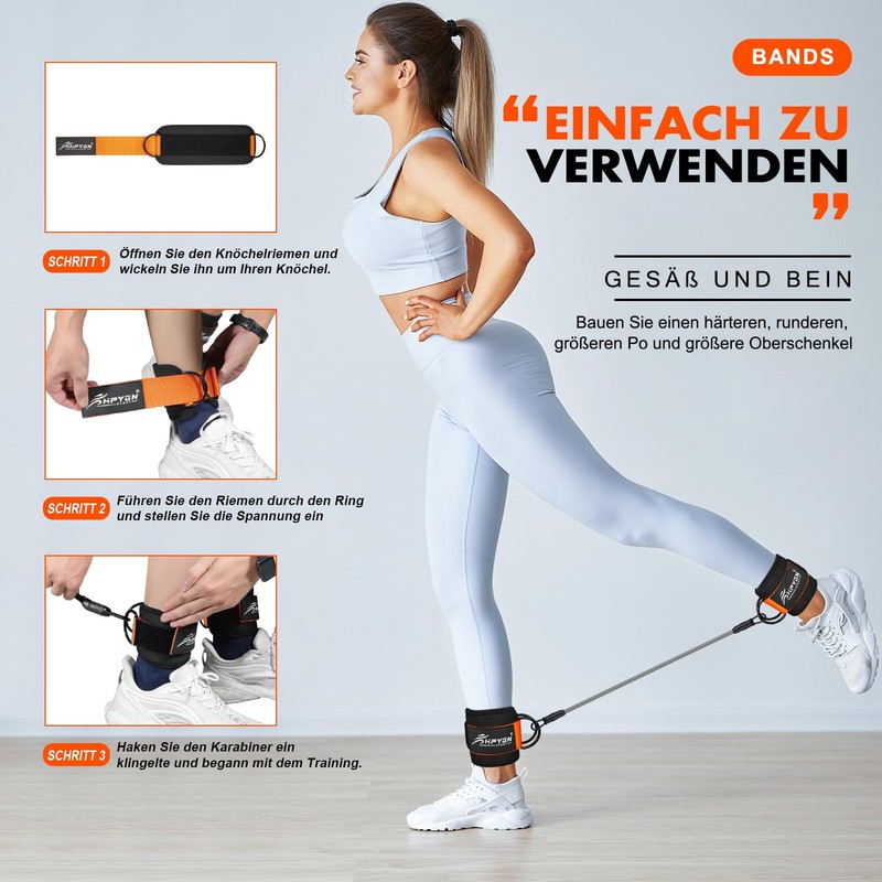 HTD Ankle Resistance Bands, Ankle Bands for Training with Cuffs,