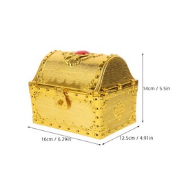 Healifty Pirate Treasure Chest: 6.29 X5.50 X4.91 Plastic Treasure Chest Vintage Pirate Jewelry Box With Lock for Party Favors Prize
