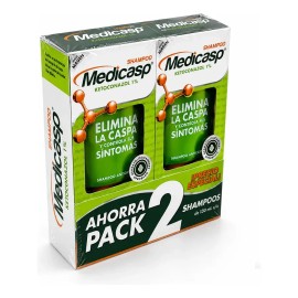 Pack x2 Medicasp Shampoo Anti-Caspa con Ketokonazol 1%. Contiene 2 botellas de 130ml.