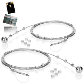 com-four® Set of 2 Photo Wire Rope with 24 Magnets Approx 200 cm x 1.2 mm Metal Photo Wire with Magnets for Hanging Photos (Pack of 02)