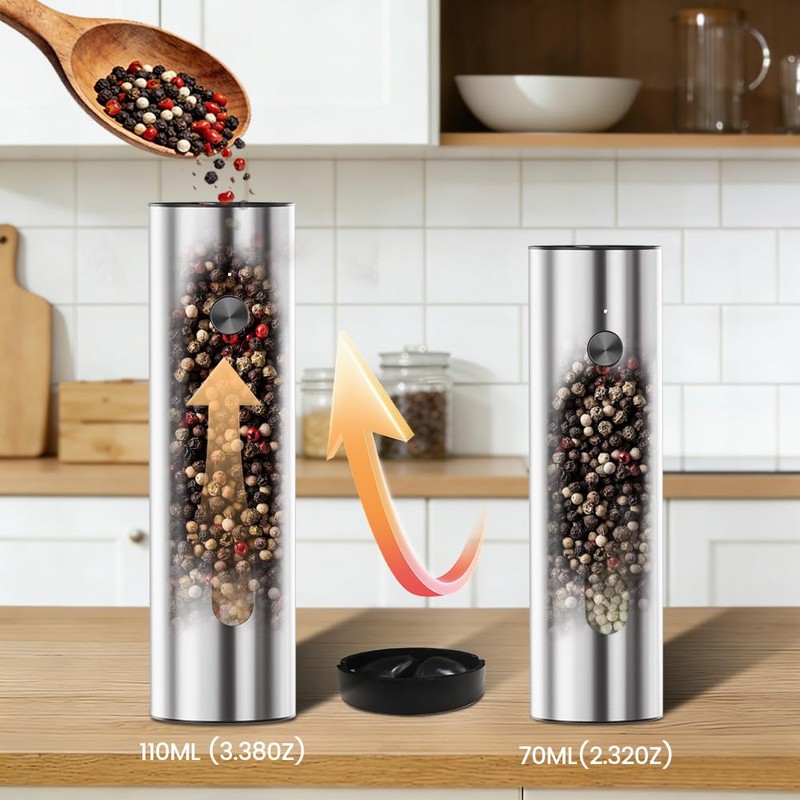 Cavir Electric Salt and Pepper Grinder Set with Charging Base,Upgraded