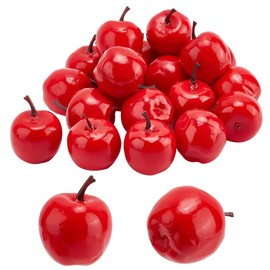 PH PandaHall 20pcs Mini Apples, 1.7 Inch Artificials Red Fauxs Simulation Fruit Decor Christmas Decoratives Model for Home Kitchen Table Photography Party Photo Props