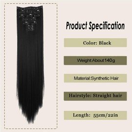 XFSRG Lang Glattes Pferdeschwanz Haarteil Synthetik Haarverlängerung Zopf Haar Extension 55cm mit Clips Soft Crochet für Damen