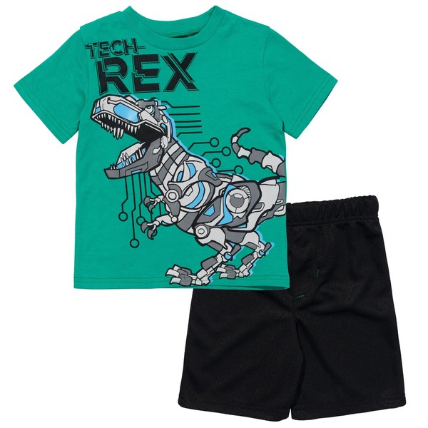 Funstuff Animals Dinosaur Toddler Boys T-Shirt and Mesh Shorts Outfit