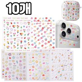 Put 5 pieces Flower Cloud Rainbow 3D Mini Deco Emboss Sticker, Mixed (KD614) 5P, 2 sets, Mixed (KD614) 5P / 담다 5개입 꽃 구름 무지개 3D 미니 데코 엠보 스티커, 혼합(KD614)5P, 2세트, 혼합(KD614)5P