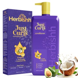 Acondicionador Just Curls con aceite de aguacate Acondicionador nutritivo para cabello rizado Fórmula que realza los rizos Repara el cabello dañado y controla el frizz Vegano y sin parabenos (16,91 fl.oz)