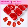 AddFavor Red Press on Nails Short Fake Nails, 240pcs Tomato