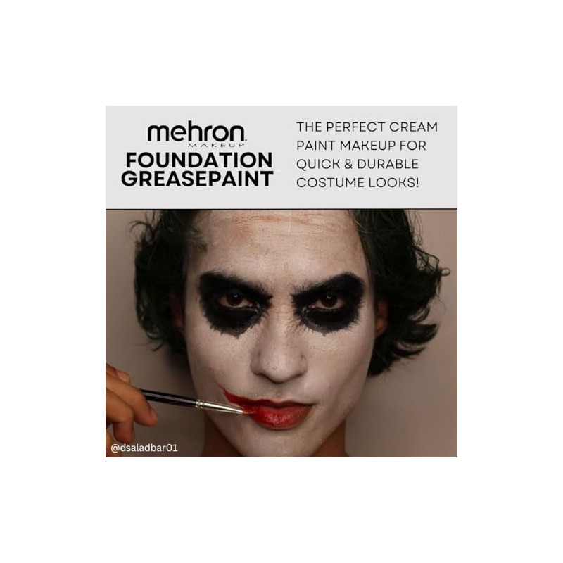 Mehron Makeup Foundation Greasepaint, WHITE â€" 1.25oz
