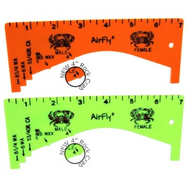 AirFly Crab Gauge - Measure for Dungeness, Rock Crab, Blue Crab, Lobster. Designed in San Francicso, USA (Orange + Green)
