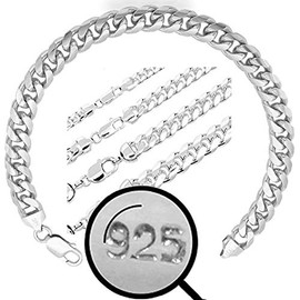 HarlemBling Real Solid 925 Sterling Silver Miami Cuban Link Bracelet - 5mm 6mm 8mm 12mm - 7-9" - Italy Made - Men's Ladies (8, 8.5mm)
