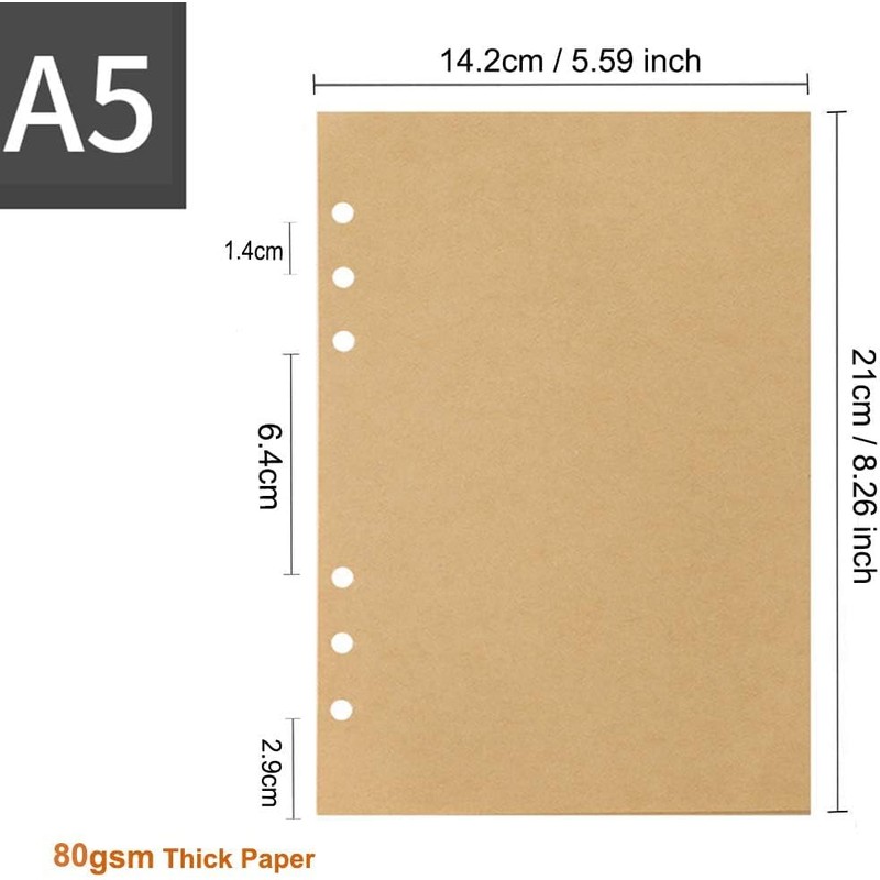 Aomiduo Refillable A5 Paper Lined, Refill Paper 100 Sheets 6