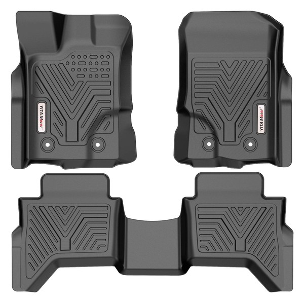 YITAMOTOR Floor Mats Compatible for 2019-2023 Ford Ranger Supercrew Cab, Custom Fit Black TPE Floor Liners 1st & 2nd Row All-Weather Protection