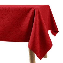 Filumi Tablecloth 140 x 180 cm Red Washable for Indoor Outdoor Marble Pattern Manil