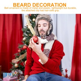 SOLUSTRE 24pcs Christmas Beard Ornaments Light Up Colorful Facial Hair Ball Bauble Bell Clip Novelty Holiday Decorations for Men Costume Ugly Sweater Party