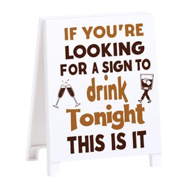 EXUBERIUM Bar Sign Drink Tonight Funny Coffee Bar Accessories Desk Decoration Gifts for Colleagues New Couples Friends Alcohol Lovers Bars Decor Pubs Decorations for Home Outdoor Kitchen Shelf Table