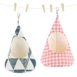 Pack of 2 Clothes Peg Bags, Storage Bag for Clothespins, Clothes Peg Bag Organiser, Linen Clothespin Bag, Clothes Peg Bag with Hooks for Storage, Green-white/pink-white