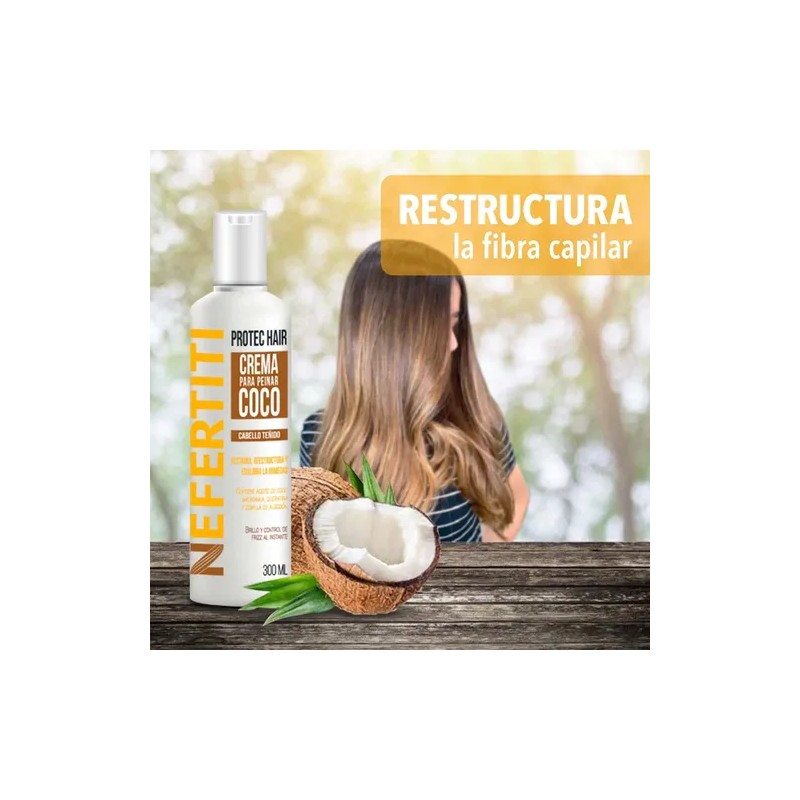 Crema Para Peinar Coco Con Keratina Cabello Teñido 300ml